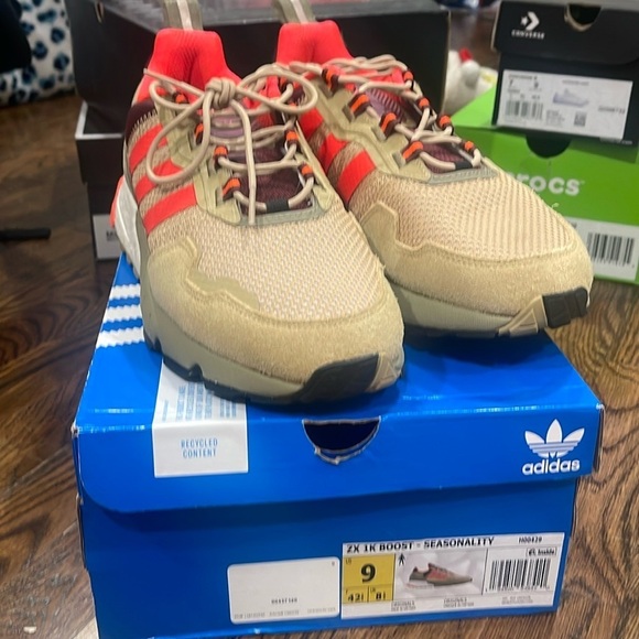 Orange and tan new Adidas boost sneakers - Picture 1 of 5